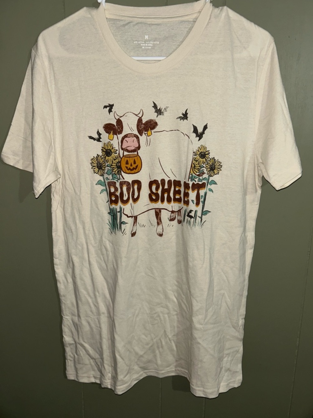 Graphic 'Boo Sheet' Short Sleeve Tee - Cream